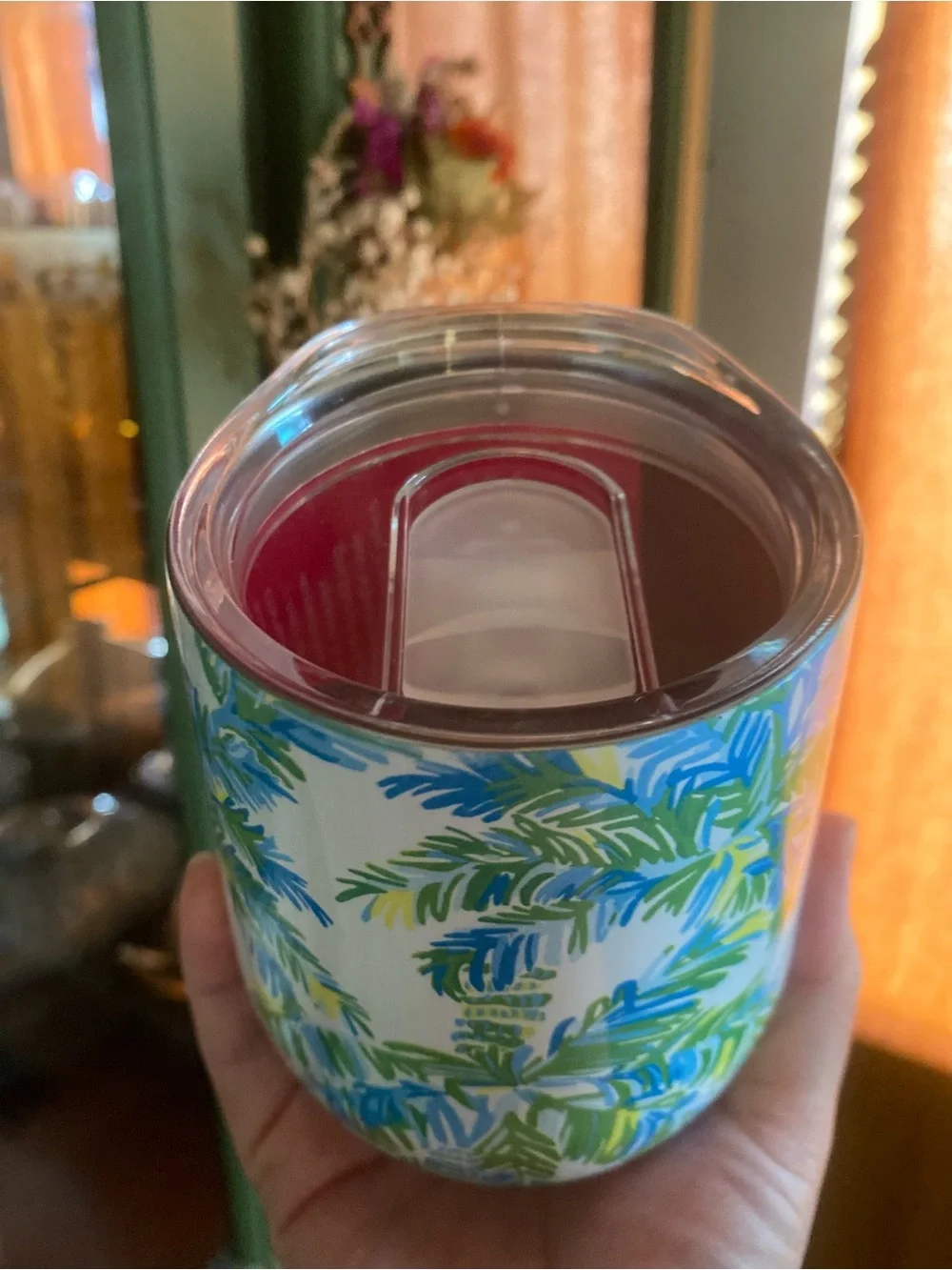 Lilly Pulitzer Palm Stem Stemless Travel Tumbler